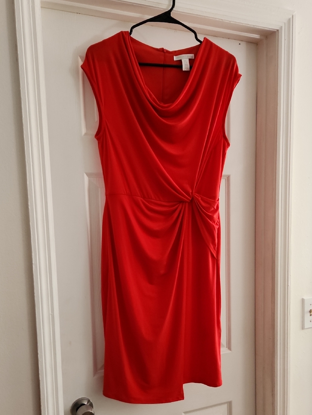 London Times Red Knot-Detail Midi Dress